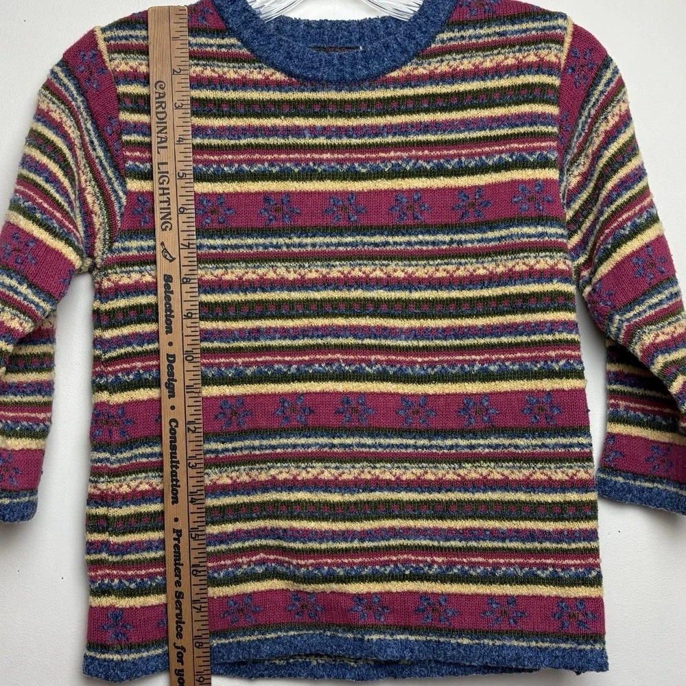 VTG Gymboree Rainbow Tag Striped Fair Isle Sweater Multicolor 90s L 4-5 Years